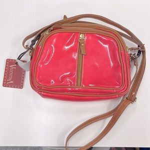 Valentina Pink Leather Crossbody Purse NEW